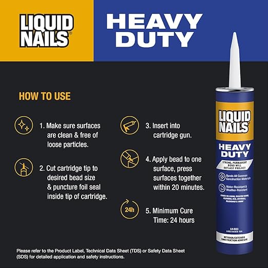 Liquid Nails Heavy Duty Construction Adhesive (LN903), 10 oz, (Pack of 6)