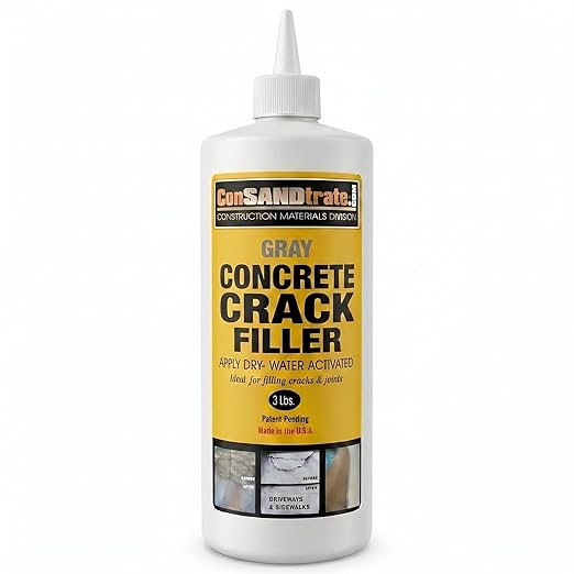 ConSandtrate Concrete Crack Filler - Gray - 3 lb. (Single Bottle) - Polymer Based Sealant for Filling in Concrete Cracks on Driveways, Walkways and Patios (Gray)