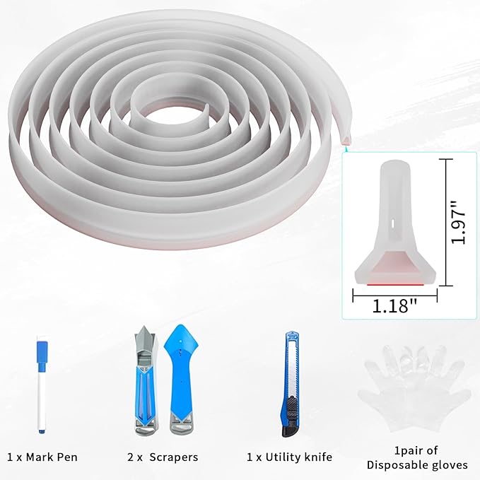 3ft/5ft/6ft/8ft/10ft Collapsible Shower Threshold Water Dam Water Barrier for Shower and Water Stopper Keeps Water Inside Water Threshold for Wet and Dry Separation (6ft, Clear)