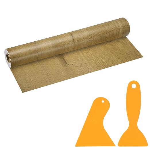 PATIKIL Wood Grain Repair Tape, 16" x 33' Self Adhesive Realistic Wood Tape with Scraper Durable Repair Patch for Furniture Floor Window Door Table DIY Home Decor, Wood Grain