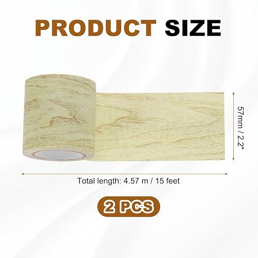 uxcell 2 Pcs Wood Grain Repair Tape, 2.2" x 15ft Self Adhesive Wood Grain Colored Duct Tape Waterproof Repair Patch for Furniture Floor Scratch Fix, Baseboards, DIY Decor, Gray Pine