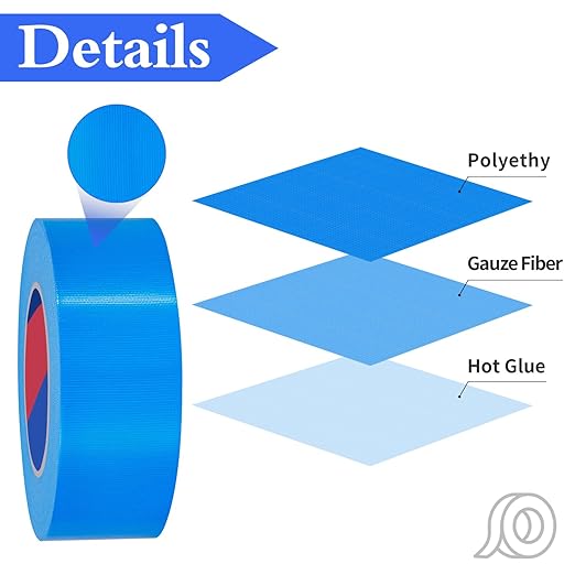 Blue Heavy Duty Duct Tape, 2 Inch x 55 Yards, Industrial Grade Waterproof & UV Resistant, Strong Adhesive for Indoor Outdoor Repairs, Crafts, Home Improvement, Moving Packing and DIY Projects
