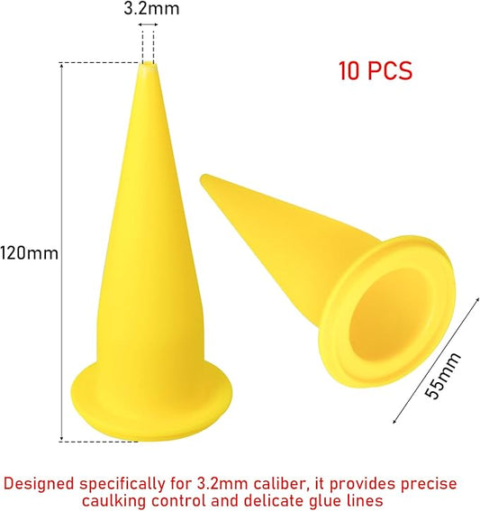 Caulking Nozzle Cones Nozzles for Sausage Caulking Gun - 10PCs REUSABLE & Durable Tips, Universal Replacement for Caulking and Sealant Guns - Save Time & Money