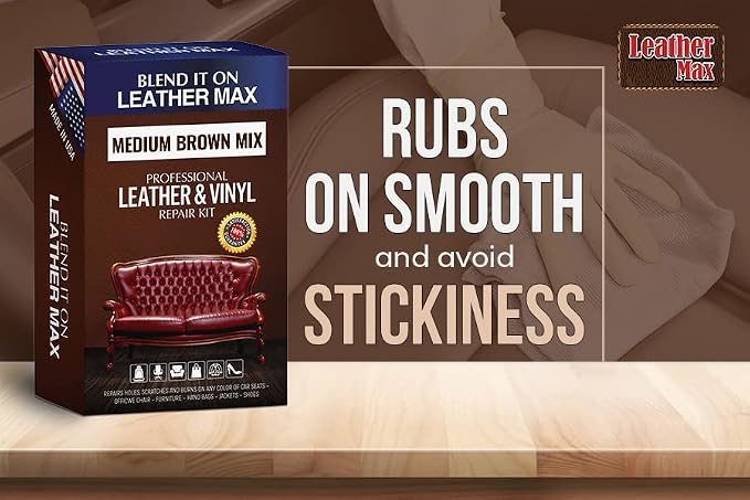 Leather Max Quick Blend Refinish and Repair Kit, Restore Couches, Recolor Furniture & Repair Car Seats, Jackets, Sofa, Boots / 3 Color Shades to Blend with Leather, Vinyl and Bonded (Brown Mix)