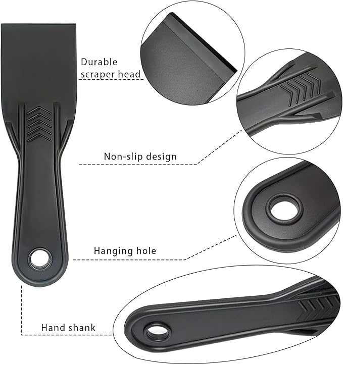 6 Pack Plastic Putty Knife Set, 2" Flexible Paint Scraper Tools for Spackling, Drywall Repair, Patching, Plastering, Caulking, Wallpaper Removal, Non-Scratch Spackle Knife & Putty Scraper