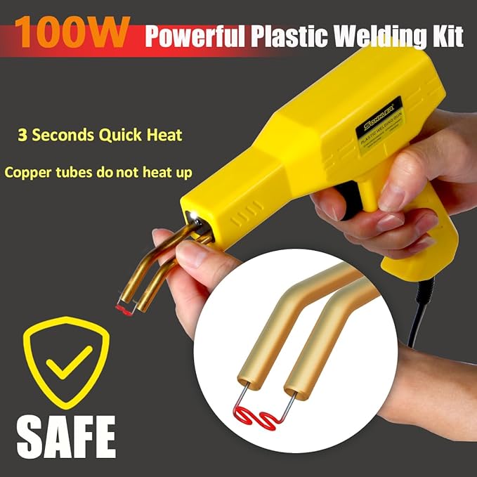 Plastic Welder, 2 in 1 Plastic Welding Kit, SONNLER 1000PCS Hot Stapler Plastic Repair Kit For Car Bumper Crack Repair with Iron, Rods, Metal Mesh, Abrasive Paper, Aluminum Tape
