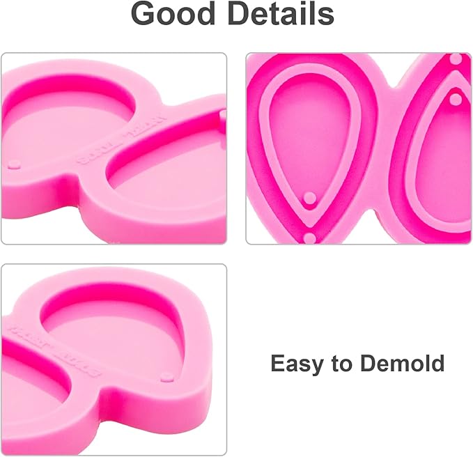 104Pcs Earring Resin Molds Kit, 4pcs Silicone Molds for Resin Jewelry Epoxy Casting Molds with Earring Hooks for DIY Unique Earrings, Tear Drop Style Epoxy Resin Molds, Jewellery Resin Casting Molds