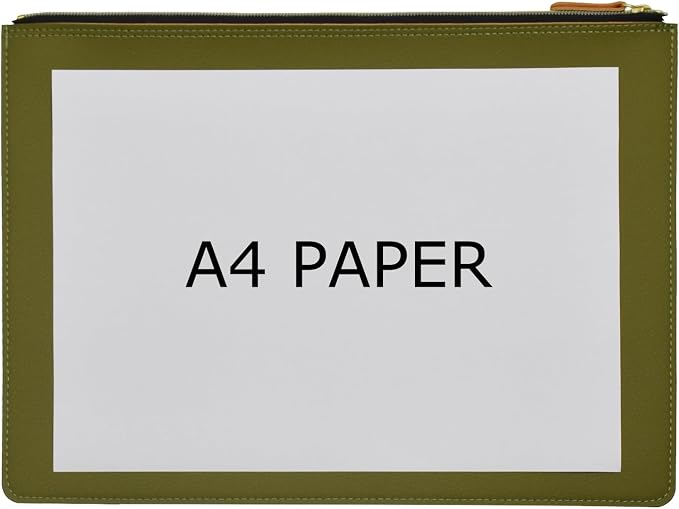 PU Leather A4 File Folder Zipper Document Holder Envelope Folder Case for Receipt Contract (Green)