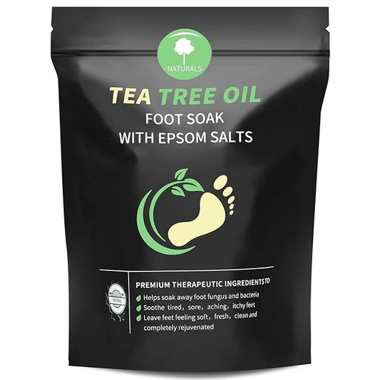 Tea Tree Oil Foot Soak with Epsom Salt - Pedicure Foot Spa for Toenail Fungus Treatment, Nail Discoloration, Stubborn Foot Odor and Itchiness -16 oz