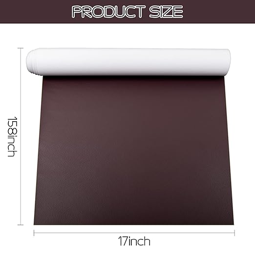 Leather Repair Patch, 17X158 inch, Large Self-Adhesive, Red Brown, for Furniture Couch Chairs Car Seat
