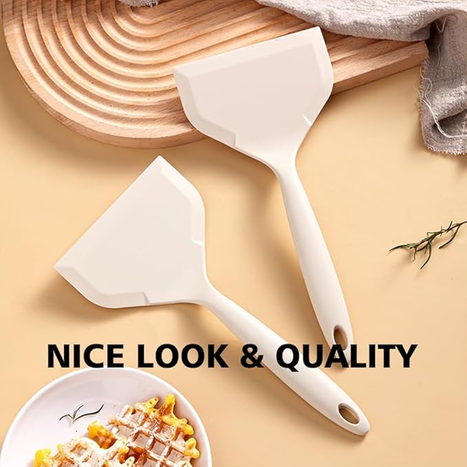 Tamagoyaki Spatula，Nonstick Pancake Shovel，Silicone Omelette Spatulas for Egg, Cookie, Omelette, Fish, Burgers (White)