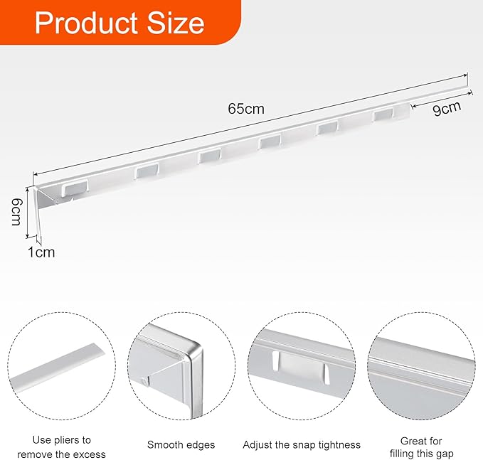 uxcell Stove Gap Covers, Kitchen Stove Gap Filler, Aluminum Oven Gap Cover 25.59 in Length, Heat Resistant and Easy to Clean, Protect Gap Filler Sealing Spills on Countertop Stove, Silver