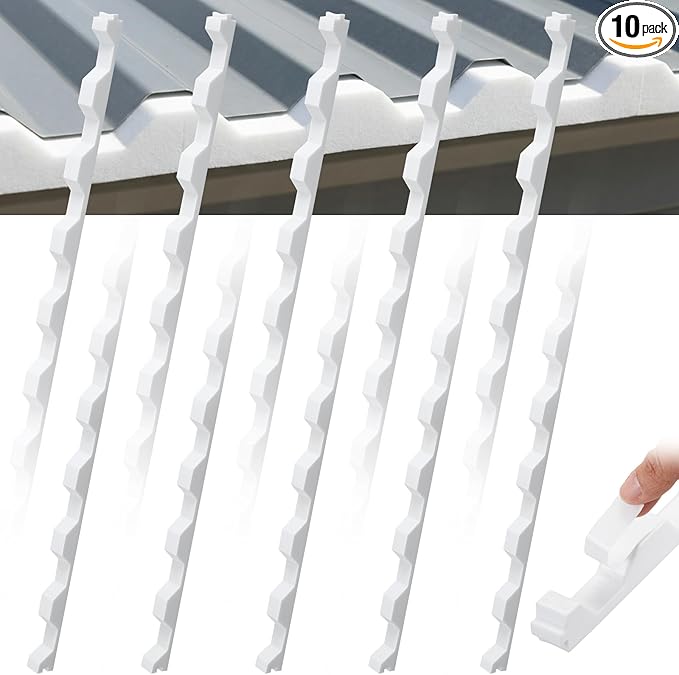 10 Pcs 3ft Octagonal Foam Closure Strips for Metal Roofing Weatherproof Self Adhesive White Strips Seals Gaps in Corrugated and Panel Roofs for Summer Roof Maintenance Repair Hurricane Protection