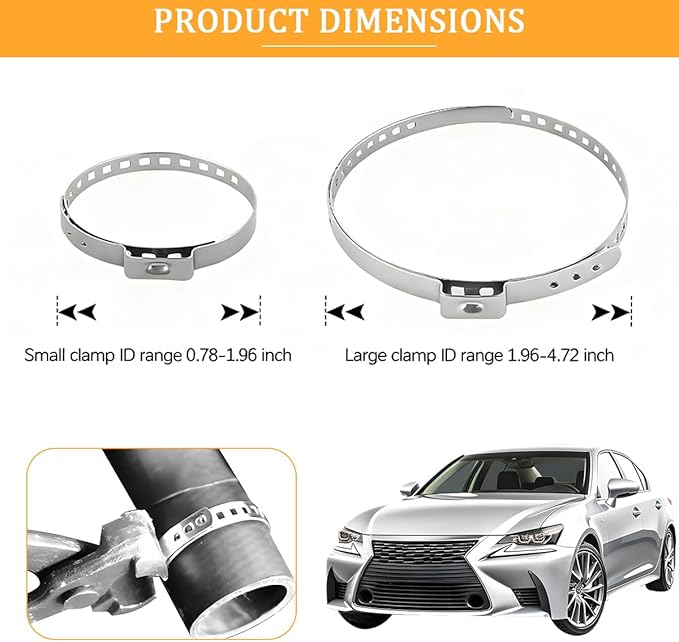 20PCS Car CV Boot Clamp Kit, Stainless Steel Vehicle 10PCS Small ＆ 10PCS Large Hose Clamps, Adjustable Auto Drive Shaft Joint Axle Boot Crimp Clamps, Universal For SUV Truck RV