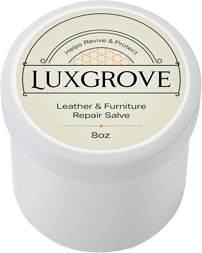 LUXGROVE® Leather & Furniture Repair Salve- Polisher, Leather Cleaner and Conditioner for Furniture - UV Protectants Help Prevent Cracking or Fading, for Car Seat, Couch, Shoe, Purse, Boot - 8oz
