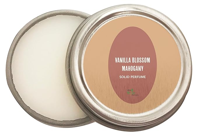 Ladybug Soap Company Luxury All Natural | Handmade Solid Perfume | Phthalate-Free | Handmade in USA | Eco-Friendly | Pocket Size 1/4 OZ (Vanilla Blossom Mahogany)