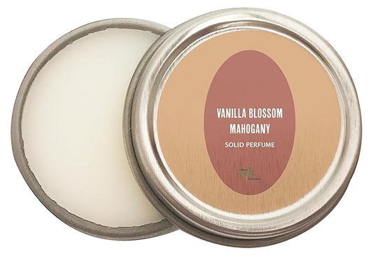 Ladybug Soap Company Luxury All Natural | Handmade Solid Perfume | Phthalate-Free | Handmade in USA | Eco-Friendly | Pocket Size 1/4 OZ (Vanilla Blossom Mahogany)