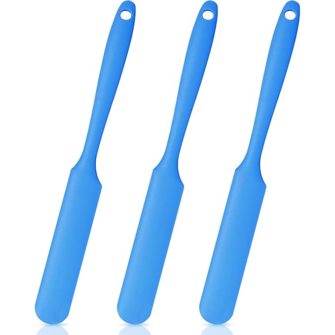 Mudder 3 Pcs Non-stick Wax Spatulas Silicone Waxing Applicator Hair Removal Sticks Applicator Spatula Reusable Hard Wax Scraper for Home Salon Body Use(Blue)