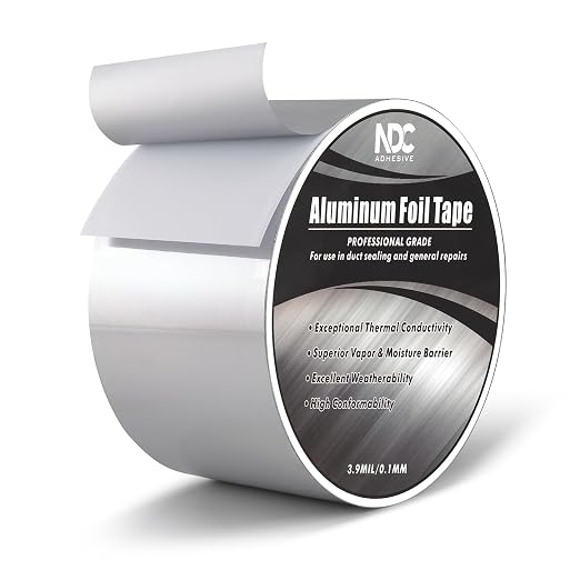 Aluminum Foil Tape, 3” x 164Ft, Silver | 3.94mil, Heat & UV Resistant, Waterproof for Ductwork Sealing, Dryer Vent, HVAC Air Insulation, Metal Repairs Patching