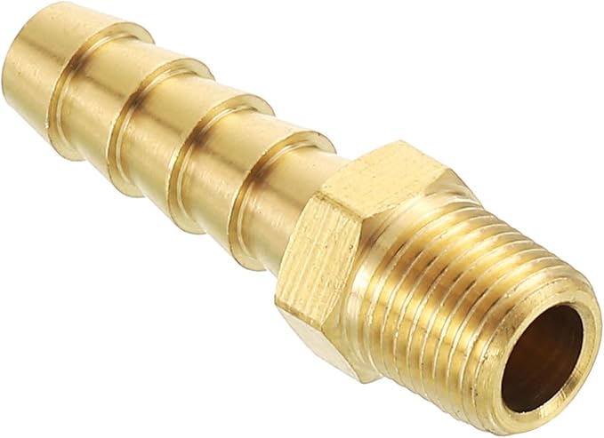Pack of 1 Brass Hose Barb Fittings Adapter Connector 5/16" Hose Barb to 1/8" NPT Male Fittings for Home Machines, Massage Bathtubs, and Irrigation Systems