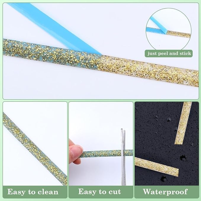 GORGECRAFT 2 Rolls Gold Caulk Tape Self Adhesive Bathroom Sealant Strip Caulking Sealing Moulding Trim Strips Tapes for Kitchen Sink Countertop Toilet Windows Ceiling Mirror Wall Edge 19.7Ft x 0.3In
