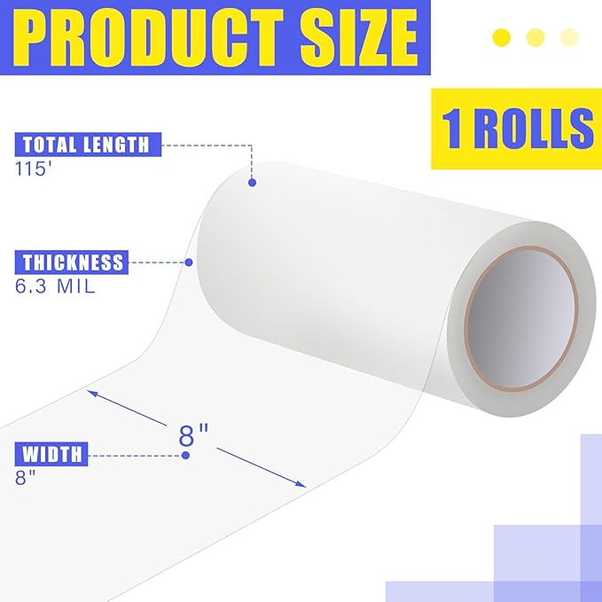 8'' x 115' Greenhouse Repair Tape 6.3 mil Thickness Heavy Duty Greenhouse Tape Clear UV Resistant Waterproof for Repairing Plastic Sheeting Polyethylene Film for Seaming Splicing