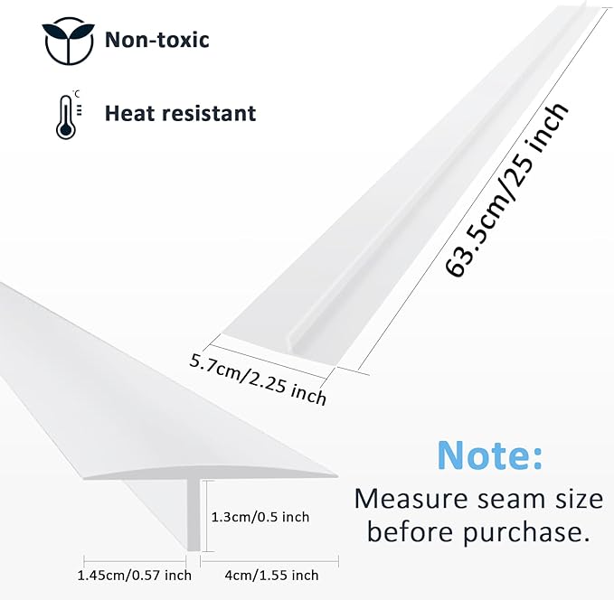 Silicone Stove Gap Covers (2PCS), 25 inch Stove Gap Filler Between Stovetop and Counter, Heat Resistant and Easy Clean Guard, Semi-Clear
