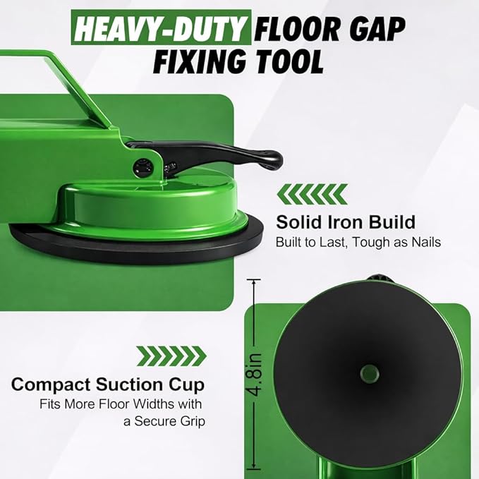 Floor Gap Fixer Tool, 45° Striking Surface Floor Gap Repair Tool with Dual Suction Cup, Made of Iron. with 6pcs Sticky Pads for Fixer Laminate/Vinyl Flooring Tools