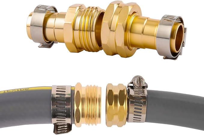 5 Set Garden Hose Repair Connector Kit with Clamps, Fit for 3/4" or 5/8" Garden Hose Fitting, Male and Female Hose Adapter, Water Hose Repair Kit