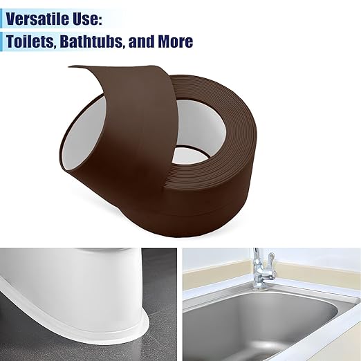 Waterproof Seal Caulk Strip Tape Self Adhesive for Sink Toilet Bathroom Wall Edge Bathtub Oil-Proof Caulking Sealing Tape 1.5" x 10.5' (W*L) 3Pcs Brown