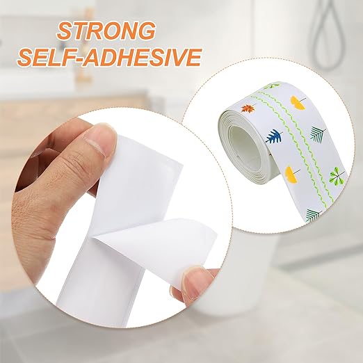 PATIKIL Caulk Tape Waterproof Self Adhesive, PVC Toilet Caulking Sealant Strip Bathtub Caulk Sealing Strip Tape for Bathroom Kitchen Countertop, Autumn Leaves (1.5 Inch x 5 Ft)