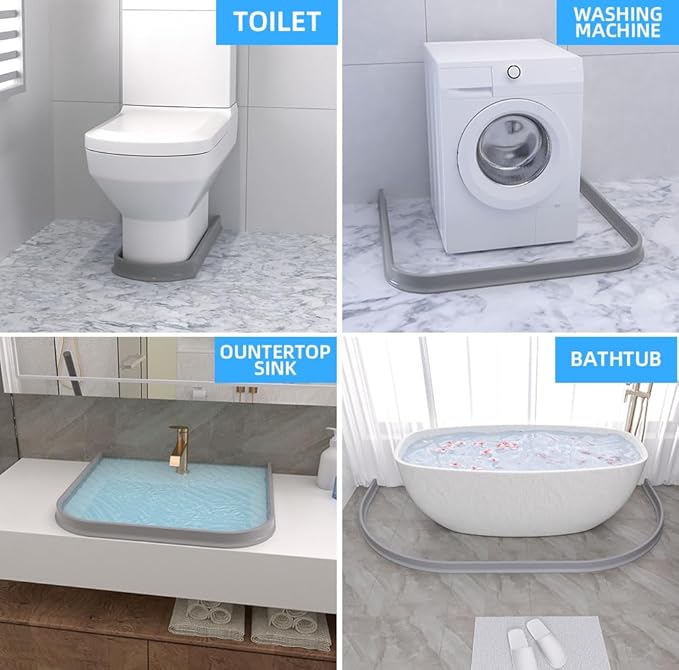 Duzzy 118 Inch Shower Threshold Water Dam, Shower Water Guard to Keep Water in Shower, Shower Water Stopper Dry and Wet Separation Suitable for Bathroom and Kitchen
