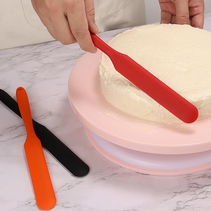 【3 Pack】Silicone Jar Spatula, Long Handle Jar Scraper Spurtle, Sourdough Spatula, Non-Stick Heat Resistant Cake Cream Spatulas Set, Small Spatulas for Kitchen Use