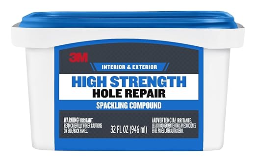 3M High Strength Color Changing Spackling Compound, 32 oz Tub, 6 Pack – Blue-to-White Drying Formula, Fast-Drying, No Shrink, Primer-Enhanced, Professional Interior and Exterior Wall Repair Compound