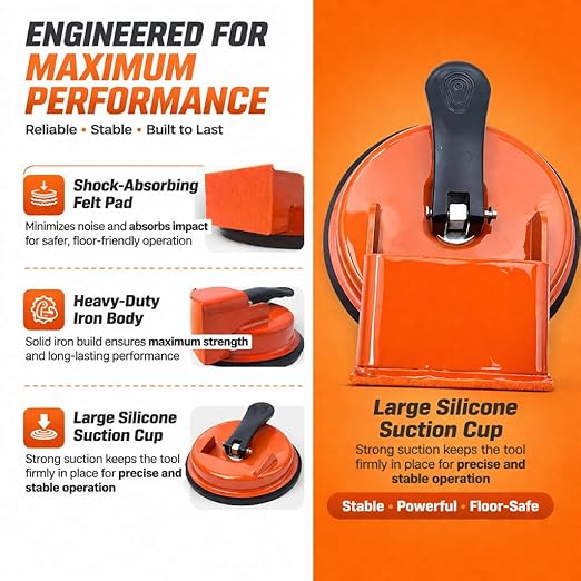 Upgraded Heavy-Duty Floor Gap Fixer Tool Kit – 110 lbs Strong Suction Cup with Adhesive Pads & Scraper, Laminate, Vinyl & Wood Flooring Repair, Plank Grabber Gap Closer