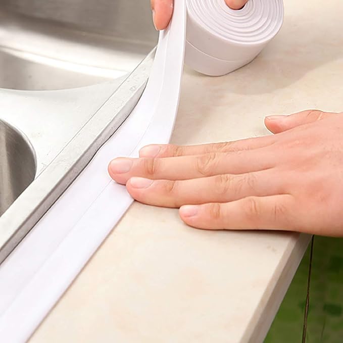 Caulk Strip Tape, Waterproof Dustproof PVC Self Adhesive Caulking Sealing Tape for Kitchen Sink Toilet Bathroom Shower Bathtub Wall(0.86" x11',Grey)