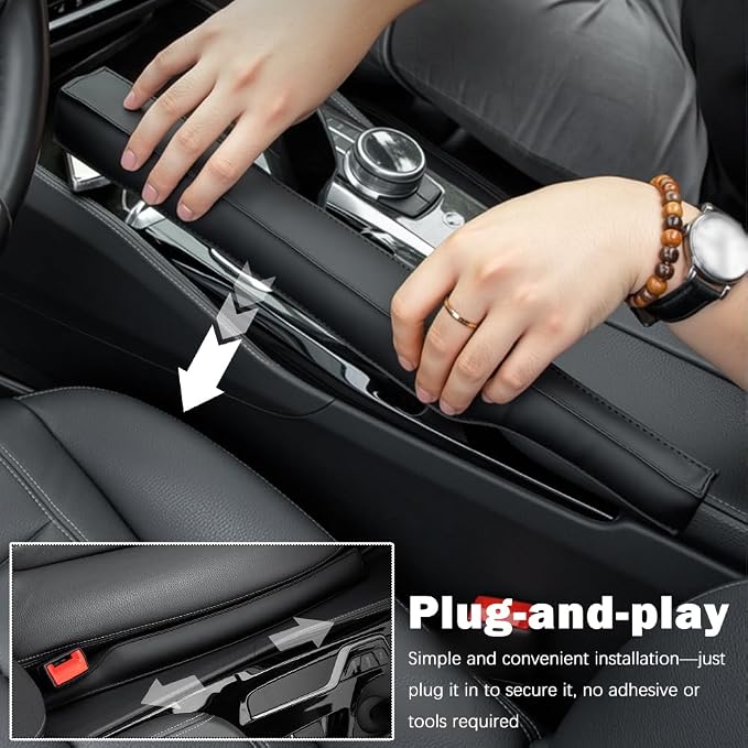 2026 New Leather Car Seat Gap Filler 2 Pack,Premium Car Seat Gap Plug Blocks Phones/Keys from Falling,Universal in Between Cars Seats Catcher for Most Cars/SUVs/Trucks
