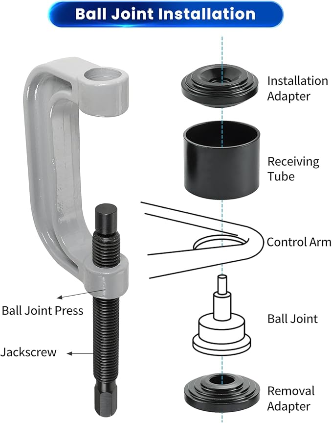 ATPEAM Ball Joint Service Tool | Heavy Duty Ball Joint Press & U Joint Removal Tool Kit with 4wd Adapters, for Most 2WD and 4WD Cars and Light Trucks