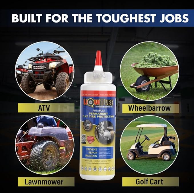 Premium Heavy Duty Tire Sealant - Permanent Flat Tire Protection for Trailer and Off Road Tires - Maintain Air Pressure, Balance - Seal Punctures, Bead, Rim, Tire Weathering Leaks (32 oz)