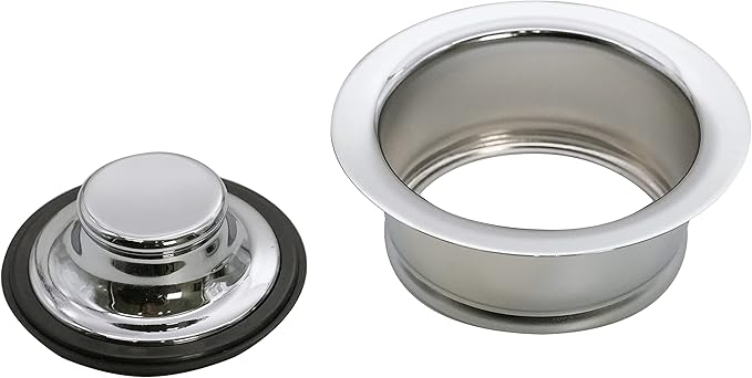Westbrass D2089-05 4-1/4" Kitchen Sink Waste Disposal Drain Flange and Stopper, Polished Nickel