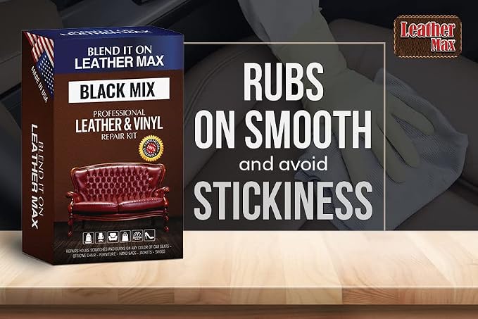 Blend It On Leater Max Black Mix Leather Repair Kit for Couches - Vinyl & Upholstery Repair Kit for Car Seats, Sofa & Furniture - Liquid Scratch Filler Formula Repairs Couch Tears & Burn