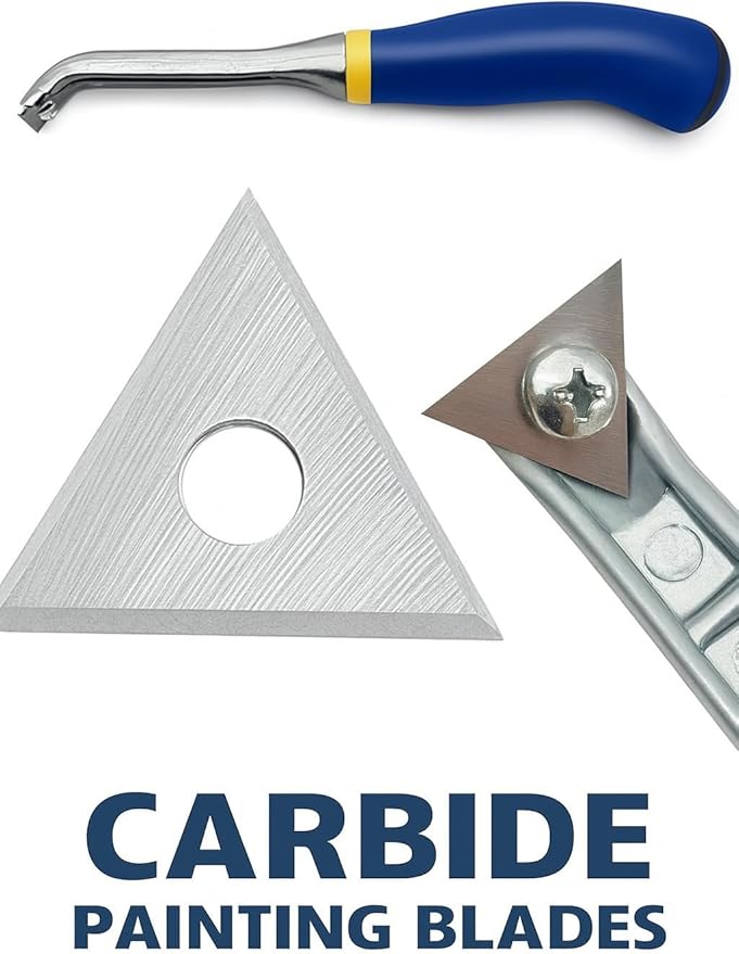 LU&MN Carbide Scraper Replacement Blades, 1" Triple-Edge Triangle Reversible Blades, Fits Most Handheld Paint, Glue& Grout Scrapers, 10Pieces
