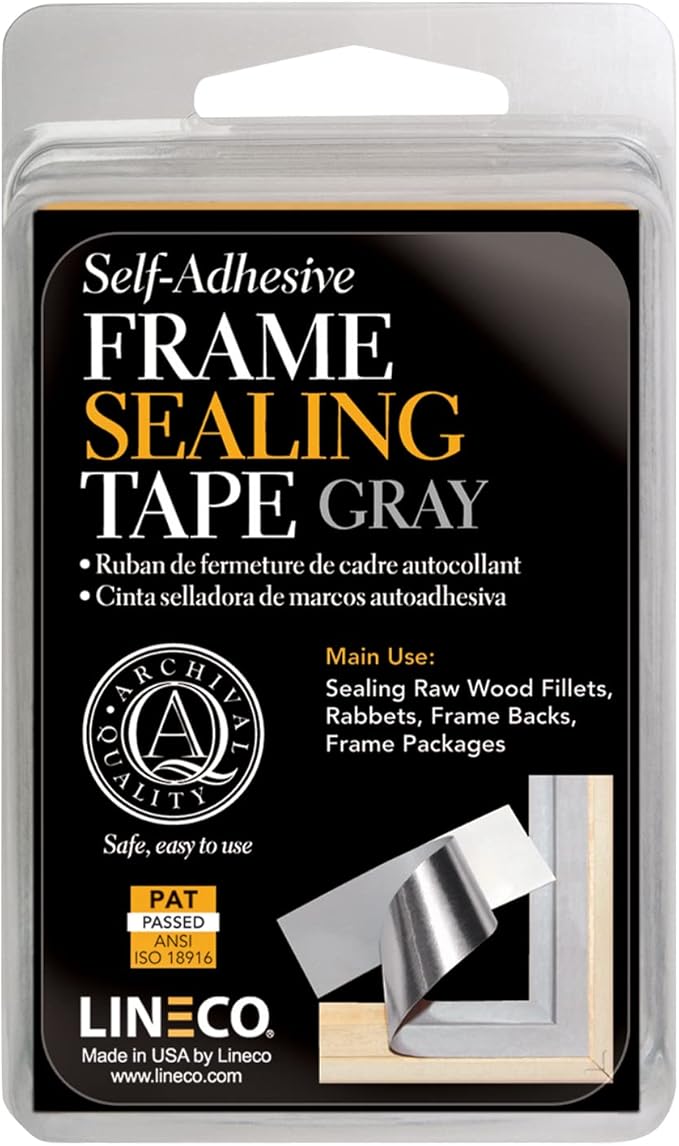 Lineco Frame Sealing Tape Gray 1.25 Inches X 24 Feet | Acid-Free, Non-Yellowing, for Seal Framing Backing, DIY, Crafts