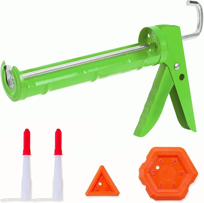 Holothurian Caulking Gun, Caulk Gun No Drip,Sealant Finishing Tool Grout Scraper for Kitchen Bathroom Window Sink Joint, 1/10 Gallon Cartridge, 10:1 Thrust Ratio, Green