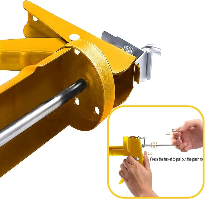 ADAK - Professional Caulking Gun, 10:1 Thrust Ratio, Caulking Gun No Drip, Hand Tool for Silicone & Sealant Application, Smooth Pressure Caulk Gun, Caulking Gun Tool (Yellow)