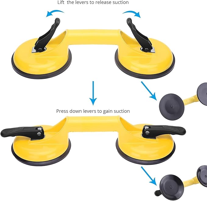 FCHO Floor Gap Fixer Tool for Laminate Floor Gap Repair Include Suction Cup and Mallet (Can't use on scraped surface floor)-Yellow Kit