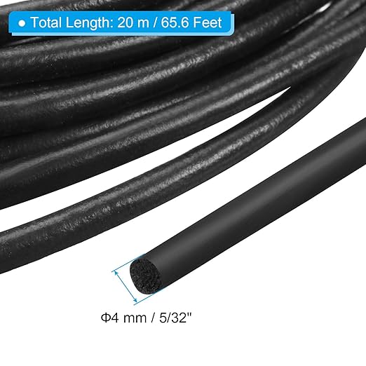 PATIKIL 5/32 Inch x 65.6 Feet Backer Rod, Foam Rope Caulk Crack Joint Filler Roll Seal Weather Strip for Home Construction, Black