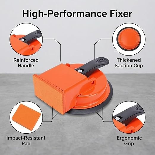 Floor Gap Fixer Tool with Suction Cup, Heavy Duty Flooring Gap Repair Tool for Laminate, Vinyl, Hardwood & Tile Floors, Easy Gap Adjuster, Non-Slip Handle, Orange