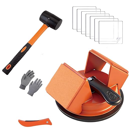 Floor Gap Fixer Tool,2026 Upgrade Heavy Duty 45°Floor Gap Fixer Suction Cup Tool with 10pcs Sticky Pads,Rubber Mallet & Slot Cutter for Laminate Vinyl Flooring Tools(Orange)