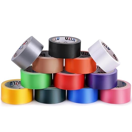 12PCS Rainbow Colored Duct Tape Bulk, 20 Yards x 1 Inch Duct Tape Heavy Duty Waterproof, No Residue, Bright Duct Tape Colors and Patterns for Packaging, Arts Crafts, Color-Coding, and DIY Projects